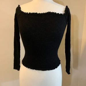 American Threads Long Sleeves Crops Top Black
